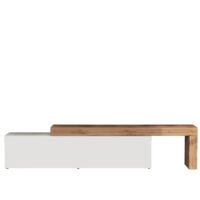 Meuble tv extensible 1 porte 190/350 cm effet bois blanc et chêne-Bois-Blanc-Whous