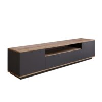 Meuble tv gris et bois 180 cm-Bois-Marron-Concept Usine
