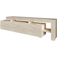 Meuble tv led 3 portes effet travertin 192 cm--Beige-Homifab