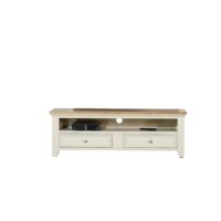 Meuble tv style en pin 2 tiroirs blanc-Bois de Pin-Blanc-Robin des Bois