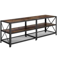 Meuble tv style industriel en panneau aggloméré bois foncé-Bois-Marron-Tectake
