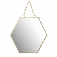 Miroir doré suspendu forme alvéole avec chaînette - 25x22x1cm--Doré-Wadiga