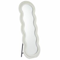 Miroir en pied décoratif design ondulé 70x170cm velours crème-Velours-Beige-Menzzo