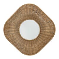 Miroir en rotin et métal - h. 100 cm-Métal-Beige-Blanc d’Ivoire