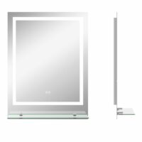 Miroir lumineux led anti-buée verre blanc-Verre-Transparent-Kleankin