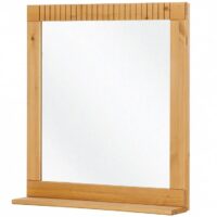 Miroir mural de salle de bain avec étagère en pin-Bois de Pin-Marron-Loft24