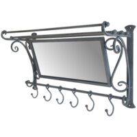 Miroir mural en métal gris 59 x 30 x 21 cm-Métal-Gris-CHEMIN DE CAMPAGNE