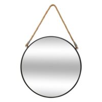 Miroir rond métal noir et corde diamètre 38cm-Métal-Noir-Five Simply smart