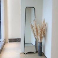 Miroir sur pieds rectangulaire en fer noir 122x58 cm--Noir-MOBILIER DECO 