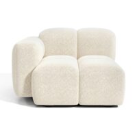 Module d'angle gauche  en velours texturé beige-Velours-Beige-Premium Interiors