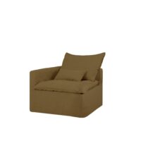 Module en coton et lin accoudoir gauche déhoussable vert 97x97cm-Lin-Vert-Decowood
