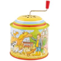 Moulin musical ferme en métal jaune 7