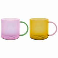 Mug en verre fred lot de 2 rose - jaune-Verre-Rose-Remember