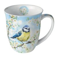 Mug mésange bleue en porcelaine-Porcelaine-Blanc-Ambiente