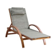 NAARI - Transat en bois et textilène gris et olive-Bois-Gris-Concept Usine
