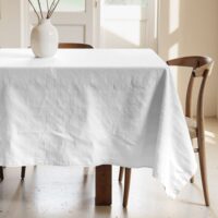 Nappe antitache 100% coton blanc 100x155 cm-Coton-Blanc-Muare Home