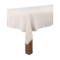 Nappe en lin lavé à carreaux vichy beige 160 x 300 cm-Lin-Beige-Decoclico