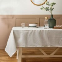 Nappe enduite en coton et en lin blanc 160 x 250 cm-Lin-Blanc-CAMIF