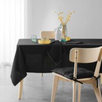 Nappe rectangulaire en coton recyclé noir 140 x 240 cm-Coton-Noir-Douceur d'Intérieur