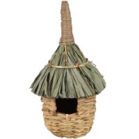 Nichoir pour oiseaux en jute et paille 12x12x30cm-Paille-Marron-Sunnydays