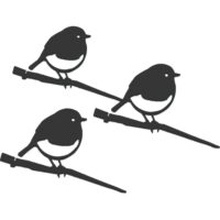 Oiseaux à planter mini rouge -gorge en acier corten (lot de 3)--Noir-Metalbird