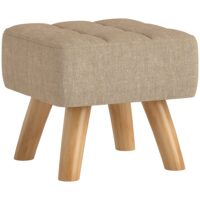 Ottoman pieds en bois tissu marron clair-Tissu-Marron-Homcom