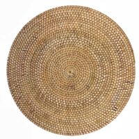 Pack de 4 sets de table ronds en rotin et sous-verres 35cm-Verre-Beige-NATYAL