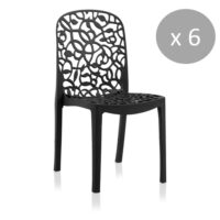 Pack de 6 chaises design en résine recyclée anthracite-Résine-Gris-SHAF