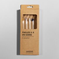 Pailles en verre motifs fleurs (x4)-Verre-Transparent-Maisons du Monde
