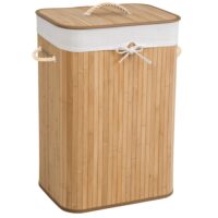 Panier à linge rectangulaire en Bambou beige-Lin-Beige-Tectake