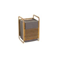 Panier à linge tissu gris et bambou - 40.5x35x60.5cm-Tissu-Gris-Casaselecci¢n