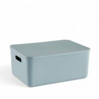 Panier de rangement avec couvercle plastique  36x26cm bleu-Plastique-Bleu-Utility