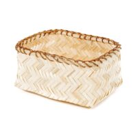 Panier de rangement en bambou tressé 26x19cm--Beige-Compactor
