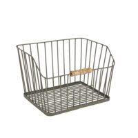 Panier de rangement polyvalent en grille métallique gris-Métal-Gris-Living Nostalgia