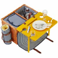 Panier pique-nique pour 4 personnes compartiment isotherme intégré--Marron-Tectake
