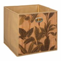 Panier rangement salle de bain bambou feuillage exotique - 31x31x31cm--Marron-Five Simply smart