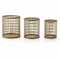 Paniers ronds en bois avec anses manchica (lot de 3)-Bois-Beige-Thai Natura