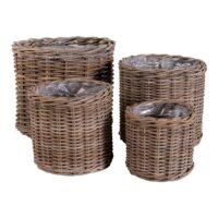 Paniers ronds en kubu avec intérieur plastique-Plastique-Marron-House Nordic