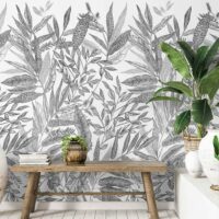 Papier peint décor jungle 159x280 cm-Papier-Noir-Hexoa