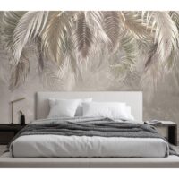 Papier peint feuilles de palmier 3d 368 x 254 cm-Papier-Beige-Feeby