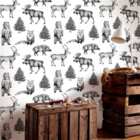 Papier peint intissé animaux vinyle blanc noir 1005x52cm-Papier-Noir-Superfresco Easy