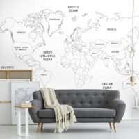 Papier peint panoramique carte du monde blanc 280x400cm-Papier-Blanc-Art for the Home