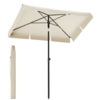 Parasol 180 x 125 cm protection solaire upf 50+ inclinable beige-Lin-Beige-SONGMICS