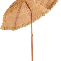 Parasol de jardin pliable en plastique imitation paille 175dx160h cm-Plastique-Marron-Giantex