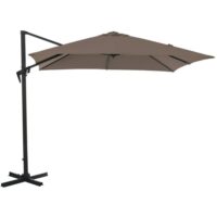 Parasol déporté carré en aluminium 3x3m taupe-Aluminium-Taupe-Proloisirs