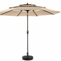 Parasol double face avec manivelle en acier beige--Beige-ComfortXL