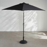 Parasol inclinable en aluminium et toile en polyester recyclé gris anthracite D270 (base vendue séparément)-Aluminium-Gris-Maisons du Monde