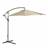 Parasol rond déporté en acier beige avec pied inclus 270x270x230 cm--Beige-WILSA GARDEN