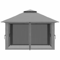 Pavillon pliant gris foncé avec parois en filet 4 × 4 m--Gris-ComfortXL