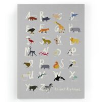 Peinture sur toile 60x40 Imprimé Alphabet Animal--Multicolore-Surdic